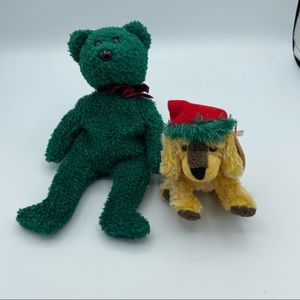 Ty Beanie Baby Jinglepup (ornament jingle bell) 2002 Bell & 2001 Holiday Bear